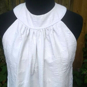 MEDIUM WHITE SLEEVELESS DRESS Lined Applicae Floral Flowers Wedding Guest Dress